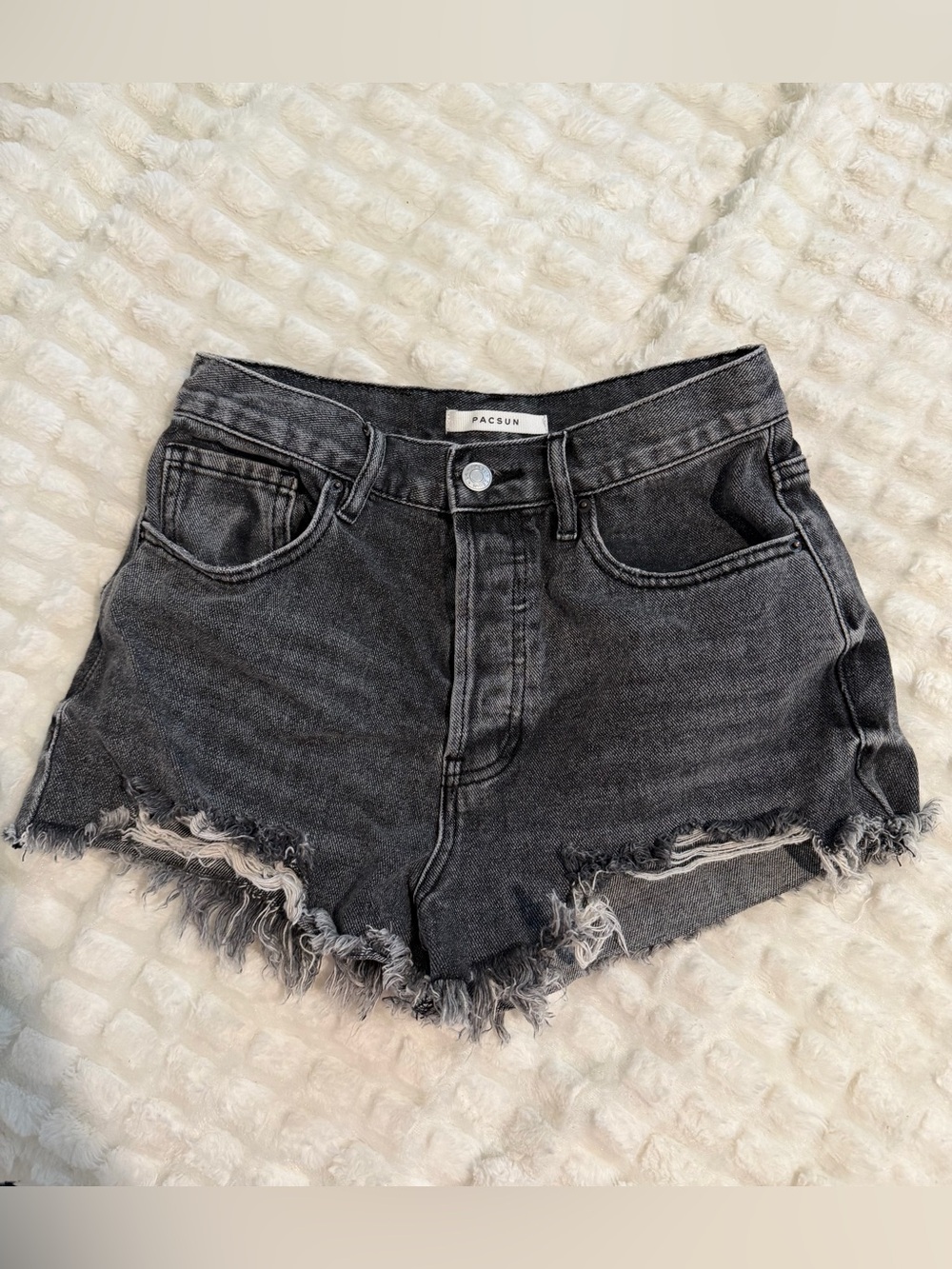 PacSun Black Washed Frayed Hem Women's Denim Shorts